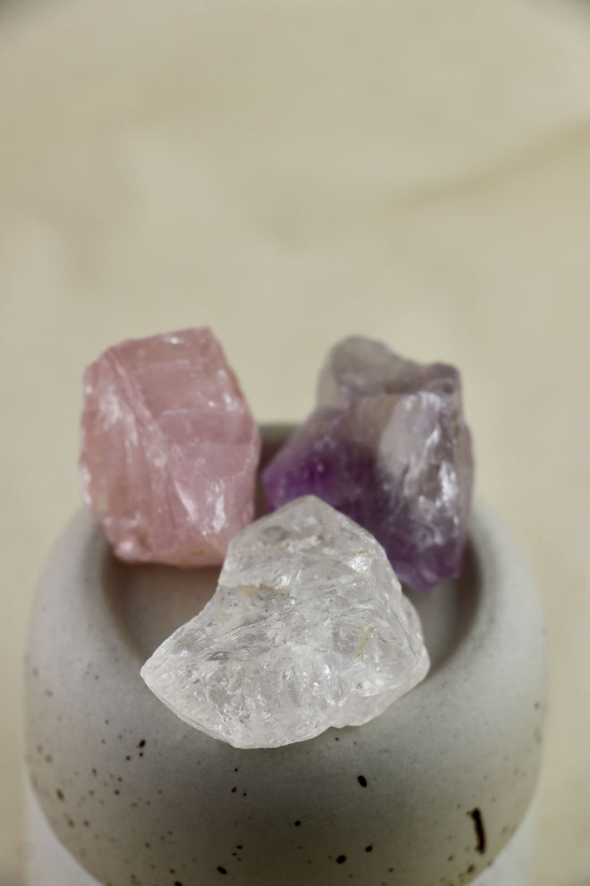 I AM water - Wassersteinmischung Rosenquarz, Amethyst & Bergkristall