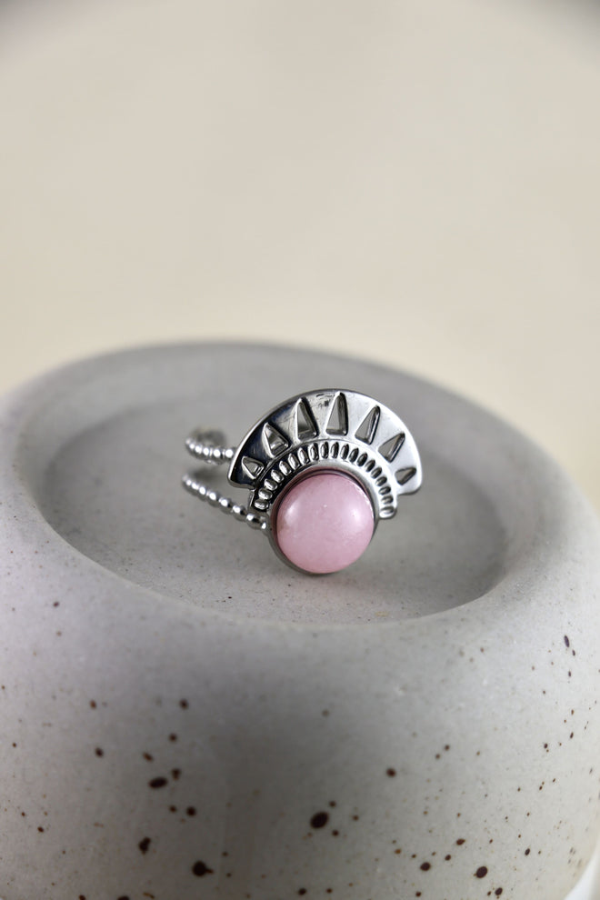 I AM love - Anneau Quartz Rose Rise Silver