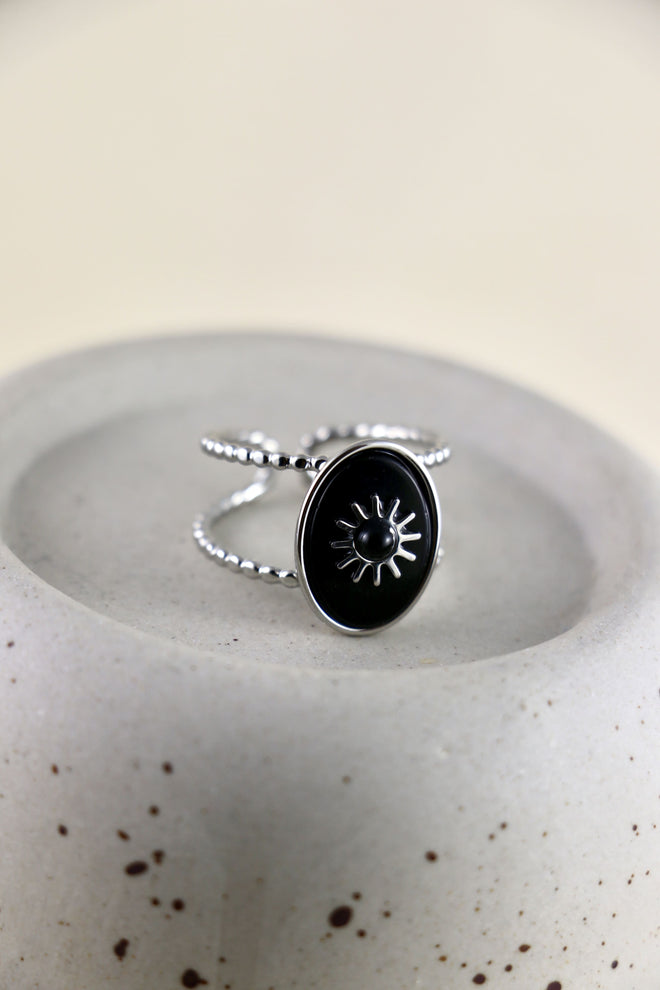 I AM limitless - Onyx Ring Sonne Silber