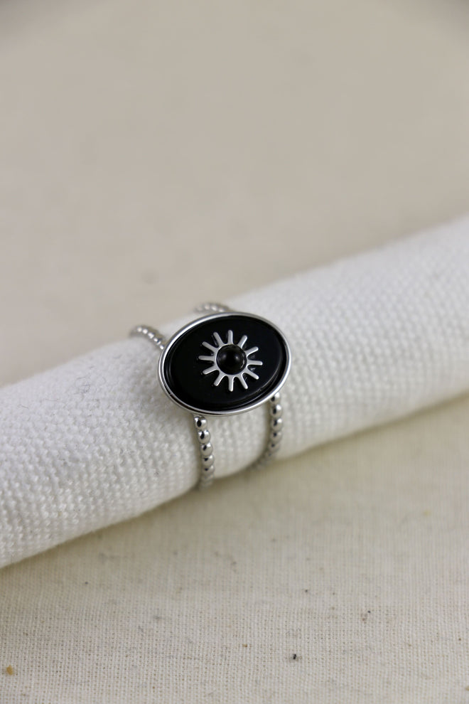 I AM limitless - Onyx Ring Sonne Silber