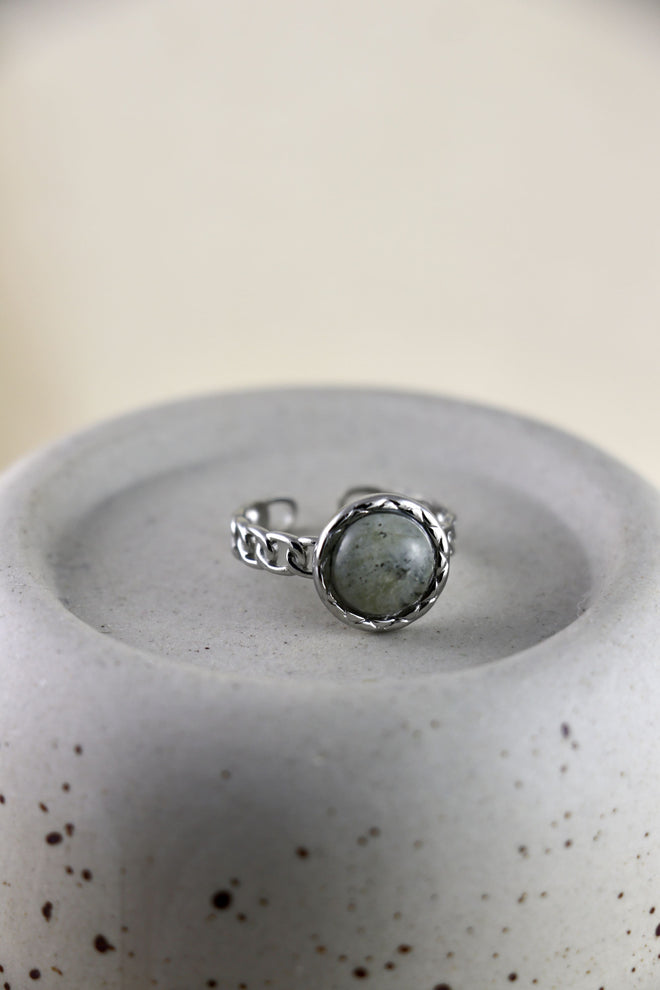 I AM magical - Anello Labradorite Bottone Argento