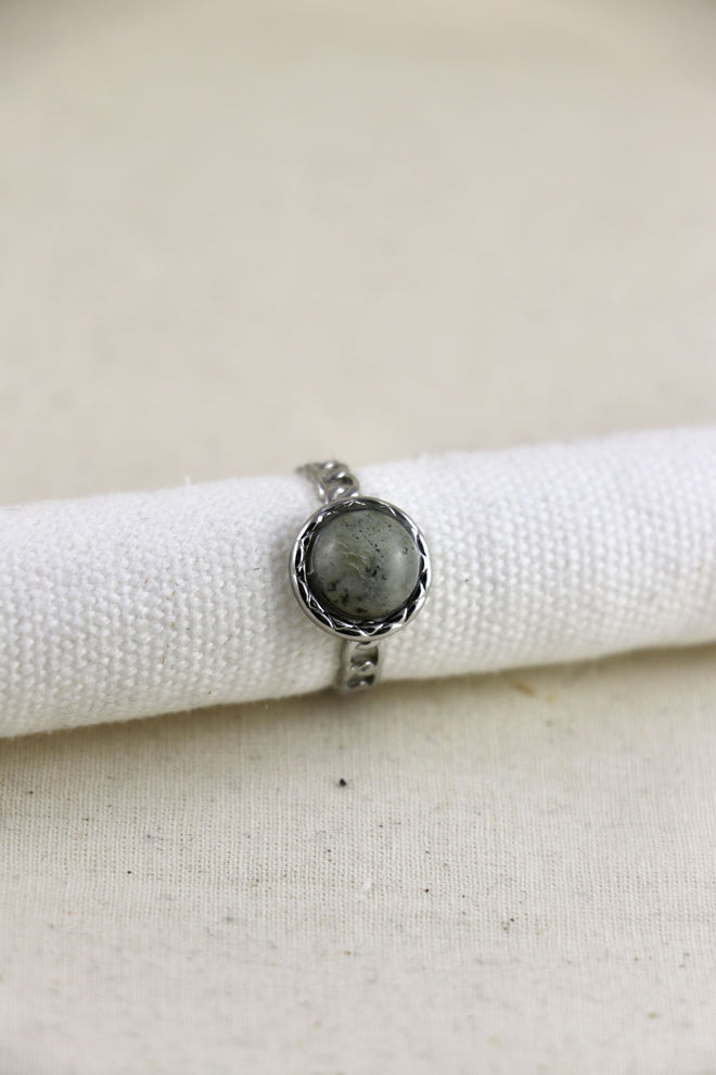 I AM magical - Anello Labradorite Bottone Argento