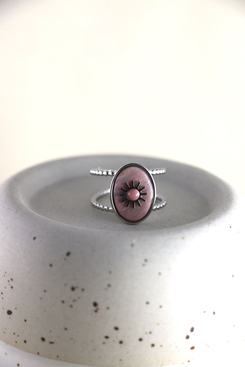 I AM love - Anello in Quarzo Rosa Sole Argento