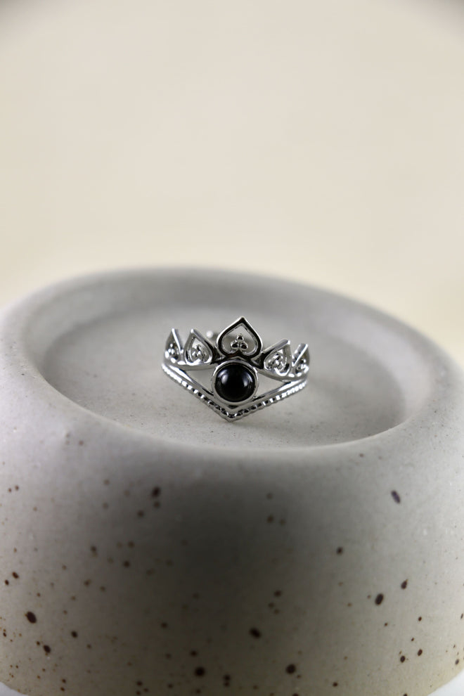 I AM limitless - Onyx Ring Crown Silber