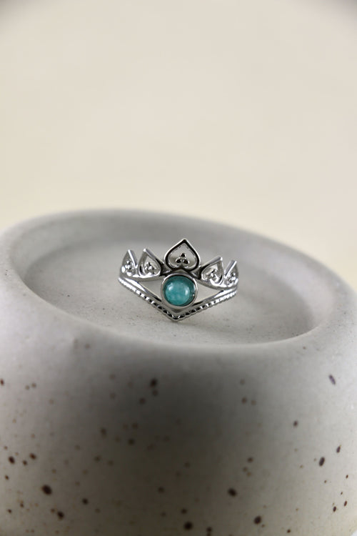 I AM confident - Anneau Amazonite Couronne Argent