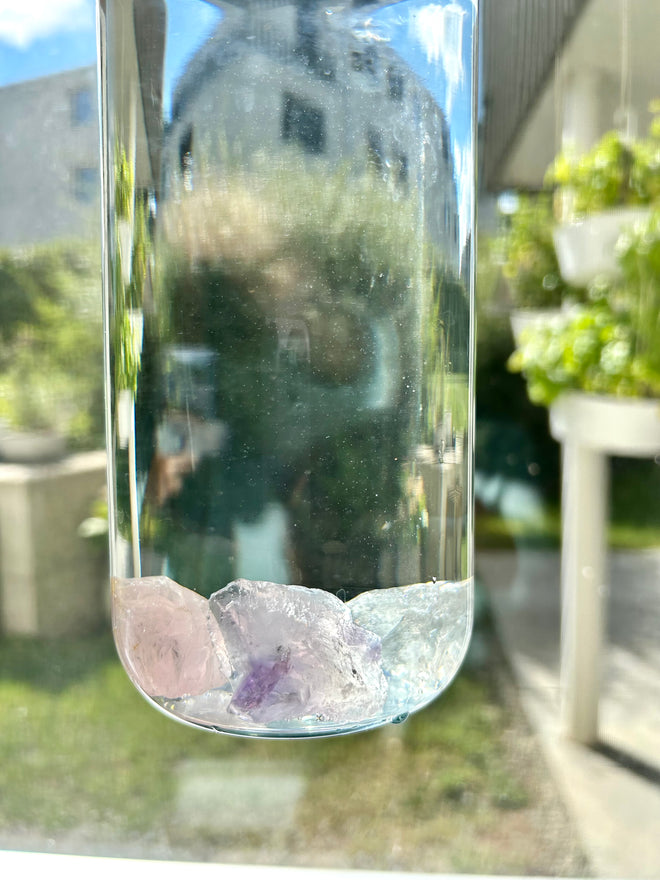 I AM water - Wassersteinmischung Rosenquarz, Amethyst & Bergkristall