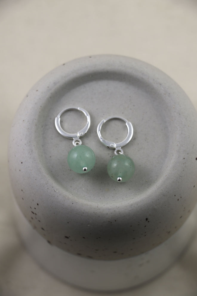 I AM whole - Boucles d'oreilles Aventurine Boule Argent