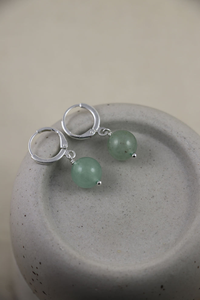 I AM whole - Boucles d'oreilles Aventurine Boule Argent