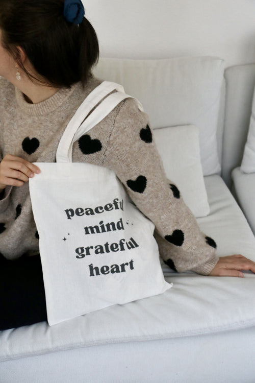 Totebag peaceful mind grateful heart